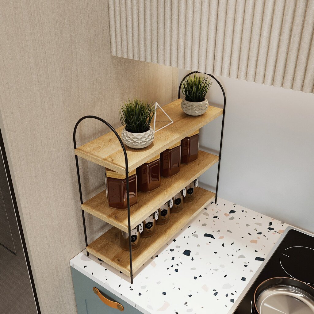 Virtuvės spintelė Asir, 45x42x17 cm, ruda/juoda kaina ir informacija | Virtuvinės spintelės | pigu.lt
