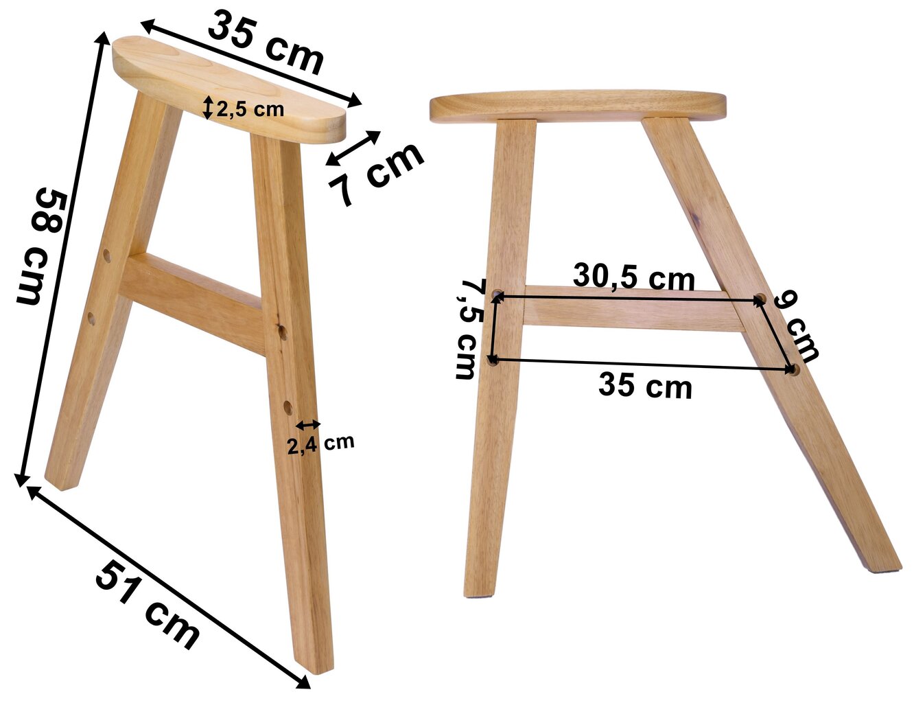 2-ių dalių fotelio kojų komplektas, rudas kaina ir informacija | Baldinės kojelės ir kojos | pigu.lt