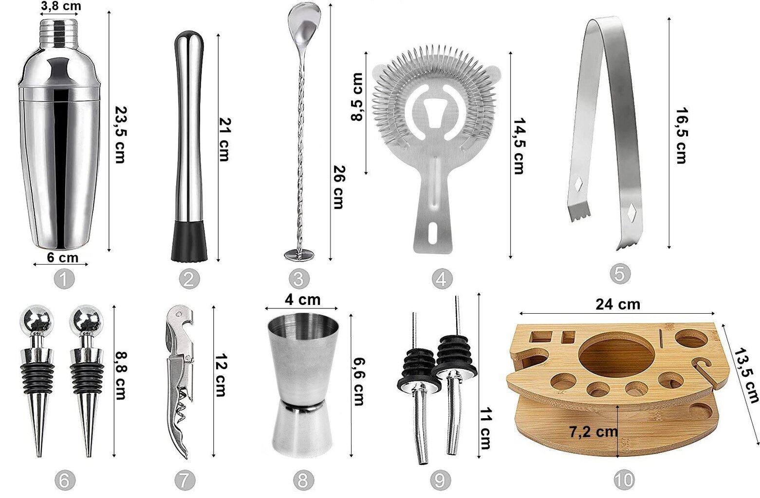 Barmeno rinkinys, 12 dalių kaina ir informacija | Virtuvės įrankiai | pigu.lt