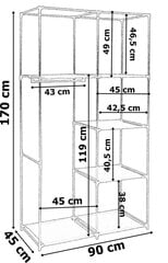 Текстильный шкаф с полками цена и информация | Шкафы | pigu.lt