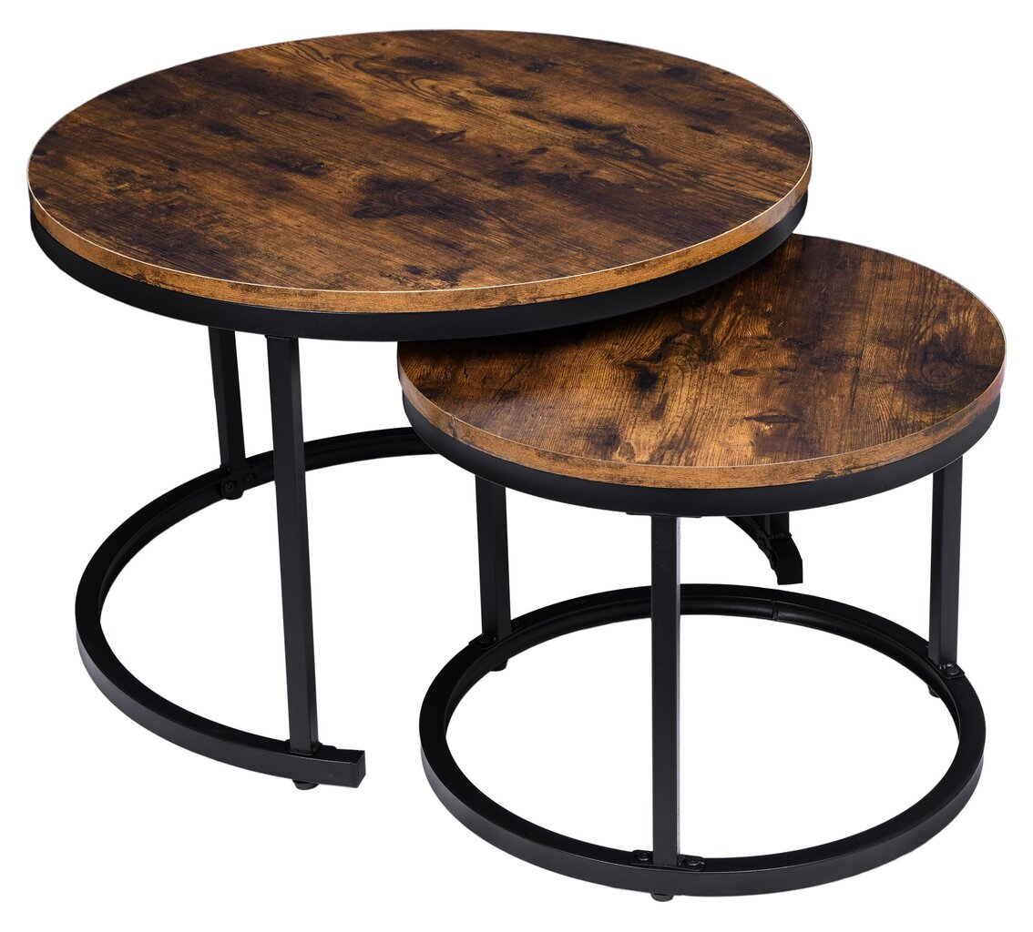 2-jų kavos staliukų komplektas Galen Rustic, rudas/juodas kaina ir informacija | Kavos staliukai | pigu.lt