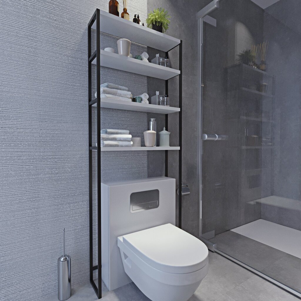 Vonios spintelė Asir, 54x150x17,5 cm, balta/juoda kaina ir informacija | Vonios spintelės | pigu.lt