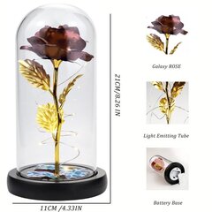 Вечная роза в стеклянном куполе со светодиодной подсветкой, LIVMAN цена и информация | Другие оригинальные подарки | pigu.lt