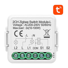 Модуль интеллектуального переключателя ZigBee N-LZWSM01-2 без нейтрали TUYA Avatto цена и информация | Выключатели, розетки | pigu.lt