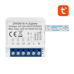 Išmanusis jungiklio modulis ZigBee ZWSM16-W4 Tuya Avatto 1 vnt цена и информация | Выключатели, розетки | pigu.lt