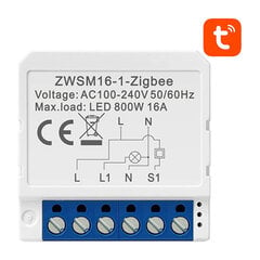 Модуль интеллектуального коммутатора ZigBee ZWSM16-W1 TUYA Avatto цена и информация | Выключатели, розетки | pigu.lt