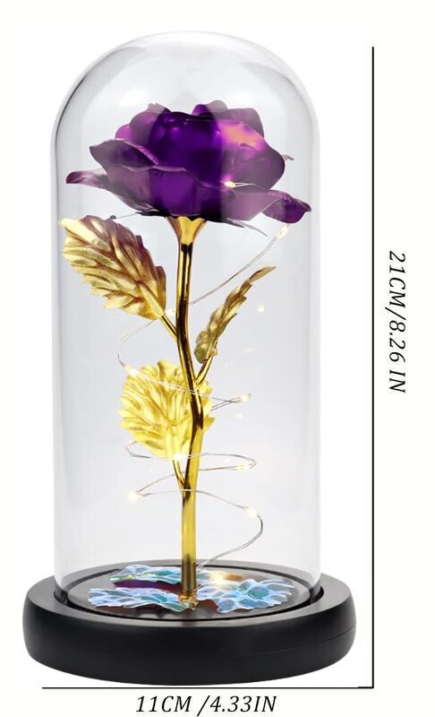 Amžina rožė stikliniame kupole, violetinė, 1 vnt. цена и информация | Kitos originalios dovanos | pigu.lt