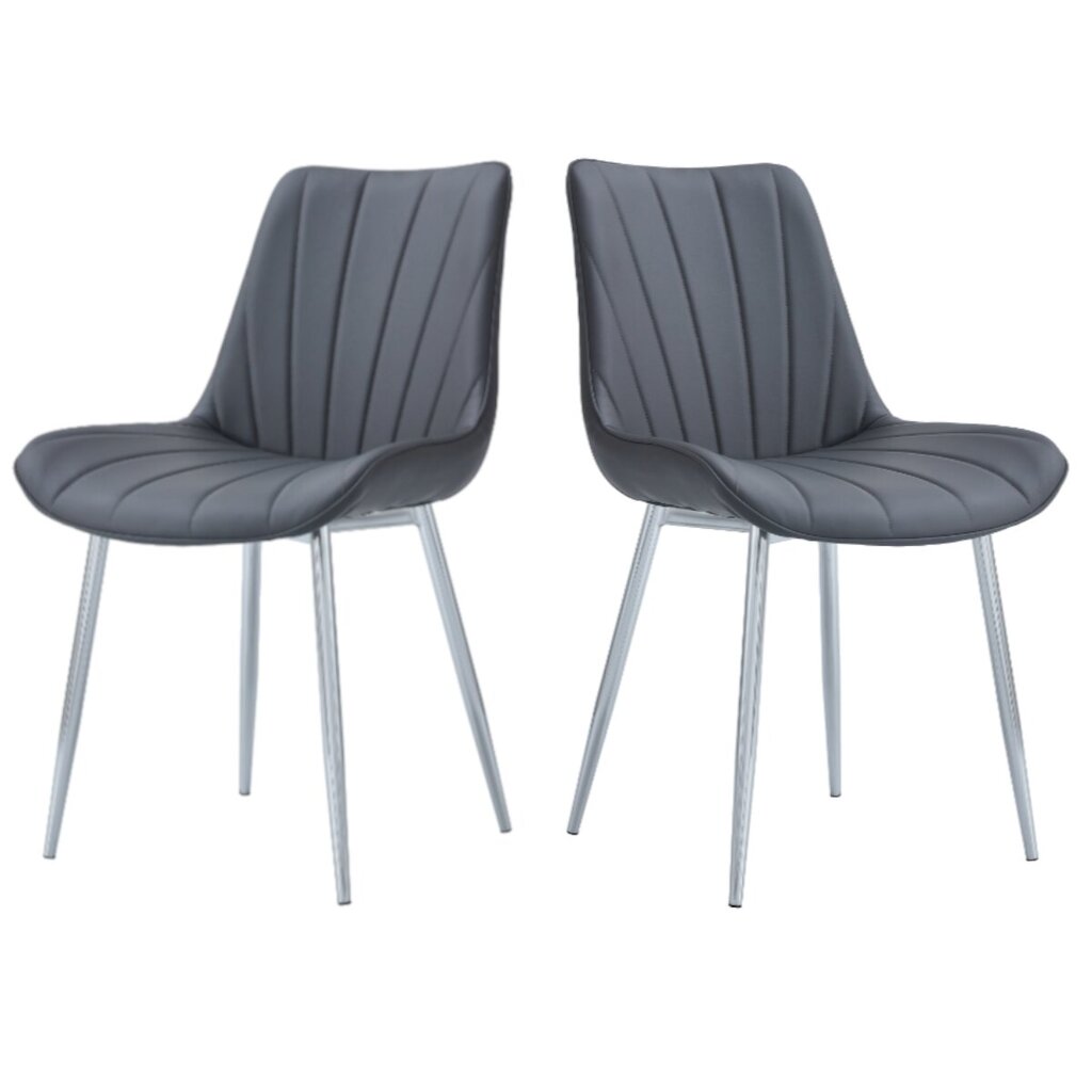 2 minkštų dirbtinės odos kėdžių rinkinys Alice Viking, pilkas kaina ir informacija | Virtuvės ir valgomojo kėdės | pigu.lt