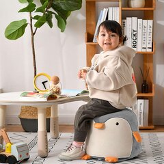 Vaikiškas pufas Pingvinas, pilkas/baltas kaina ir informacija | Vaikiški sėdmaišiai, foteliai, pufai | pigu.lt