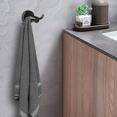 Dviguba rankšluosčių kabykla juoda kaina ir informacija | Vonios kambario aksesuarai | pigu.lt