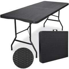 Обеденный стол RATTAN - 180 см, черный цена и информация | Садовые столы, столики | pigu.lt