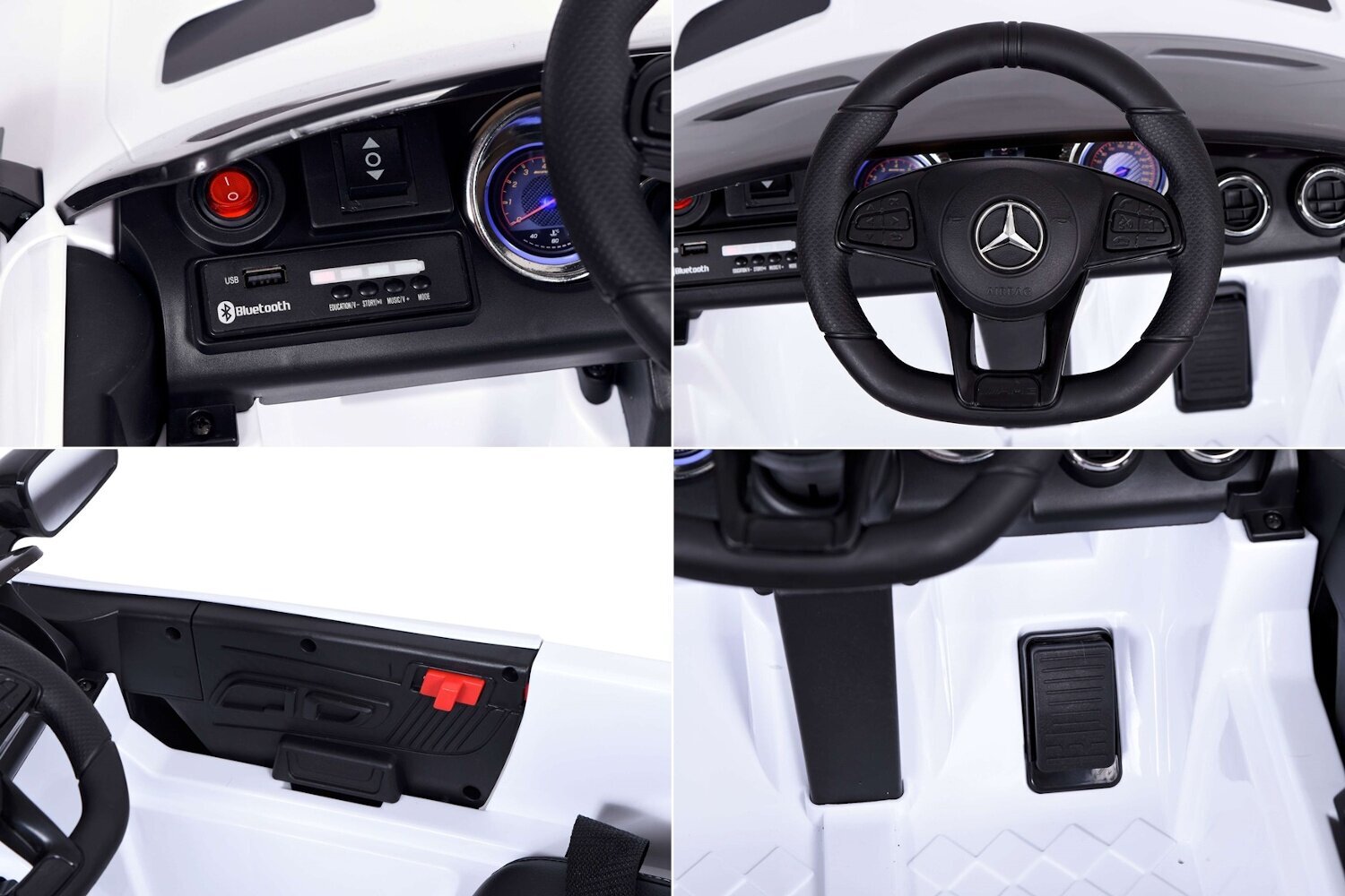 Vienvietis vaikiškas elektromobilis Mercedes AMG GTR, baltas kaina ir informacija | Elektromobiliai vaikams | pigu.lt