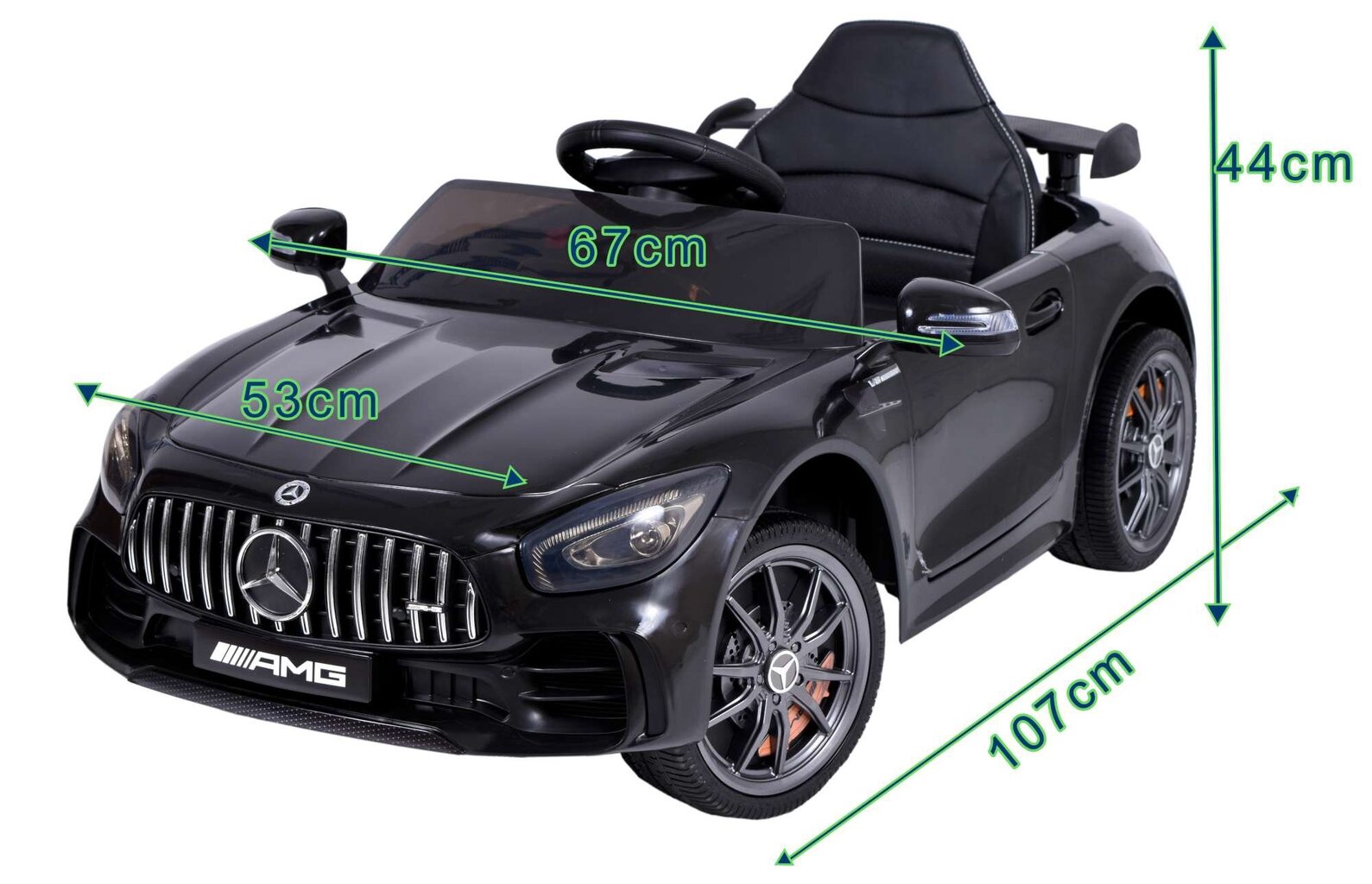 Vienvietis vaikiškas elektromobilis Mercedes AMG GTR, juodas kaina ir informacija | Elektromobiliai vaikams | pigu.lt