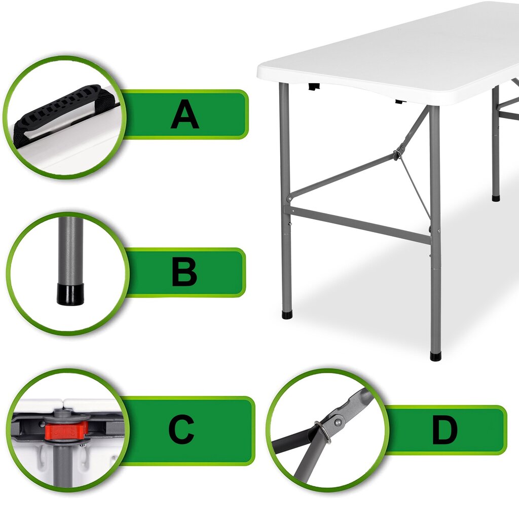 Sulankstomas stalas June, baltas kaina ir informacija | Lauko stalai, staliukai | pigu.lt
