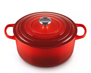 Le Creuset Signature Roaster round 28cm cherry red (21177280602430) kaina ir informacija | Virtuvės įrankiai | pigu.lt