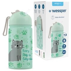 Бутылочка 7x AquaFloow Refiller, 0,4 л, с изображением кошки цена и информация | Фляга | pigu.lt