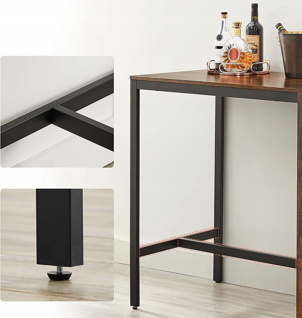 Baro stalas Zanzara, rudas kaina ir informacija | Virtuvės ir valgomojo stalai, staliukai | pigu.lt