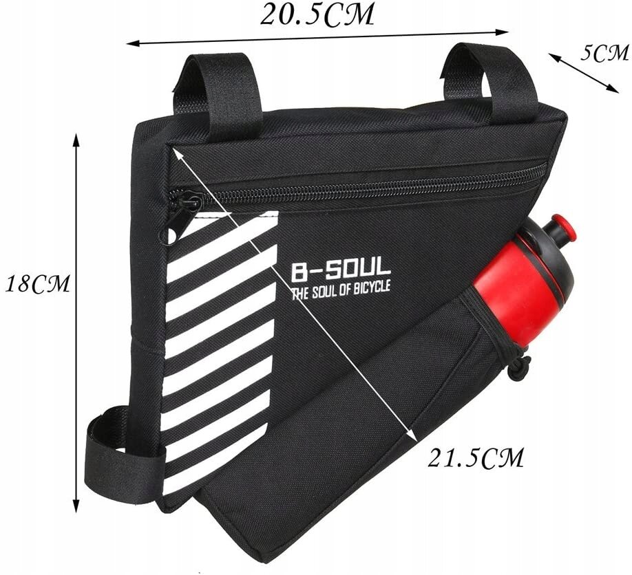 Dviračio krepšys po rėmu B-Soul 8, juodas kaina ir informacija | Kiti dviračių priedai ir aksesuarai | pigu.lt