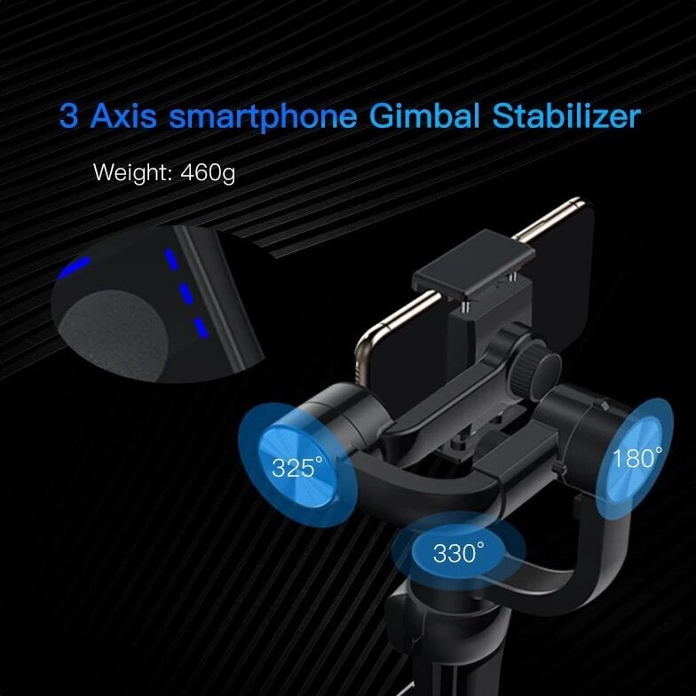 Gimbal 3 ašių stabilizatorius telefonui LIVMAN S5B цена и информация | Asmenukių lazdos (selfie sticks) | pigu.lt