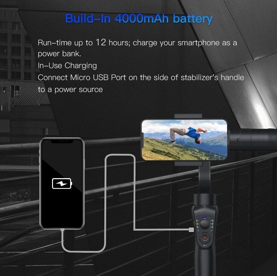 Gimbal 3 ašių stabilizatorius telefonui LIVMAN S5B цена и информация | Asmenukių lazdos (selfie sticks) | pigu.lt