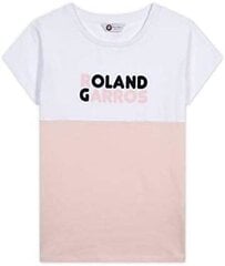 Marškinėliai moterims Roland Garros RTSW0420-ROB, balti/rožiniai цена и информация | Футболка женская | pigu.lt