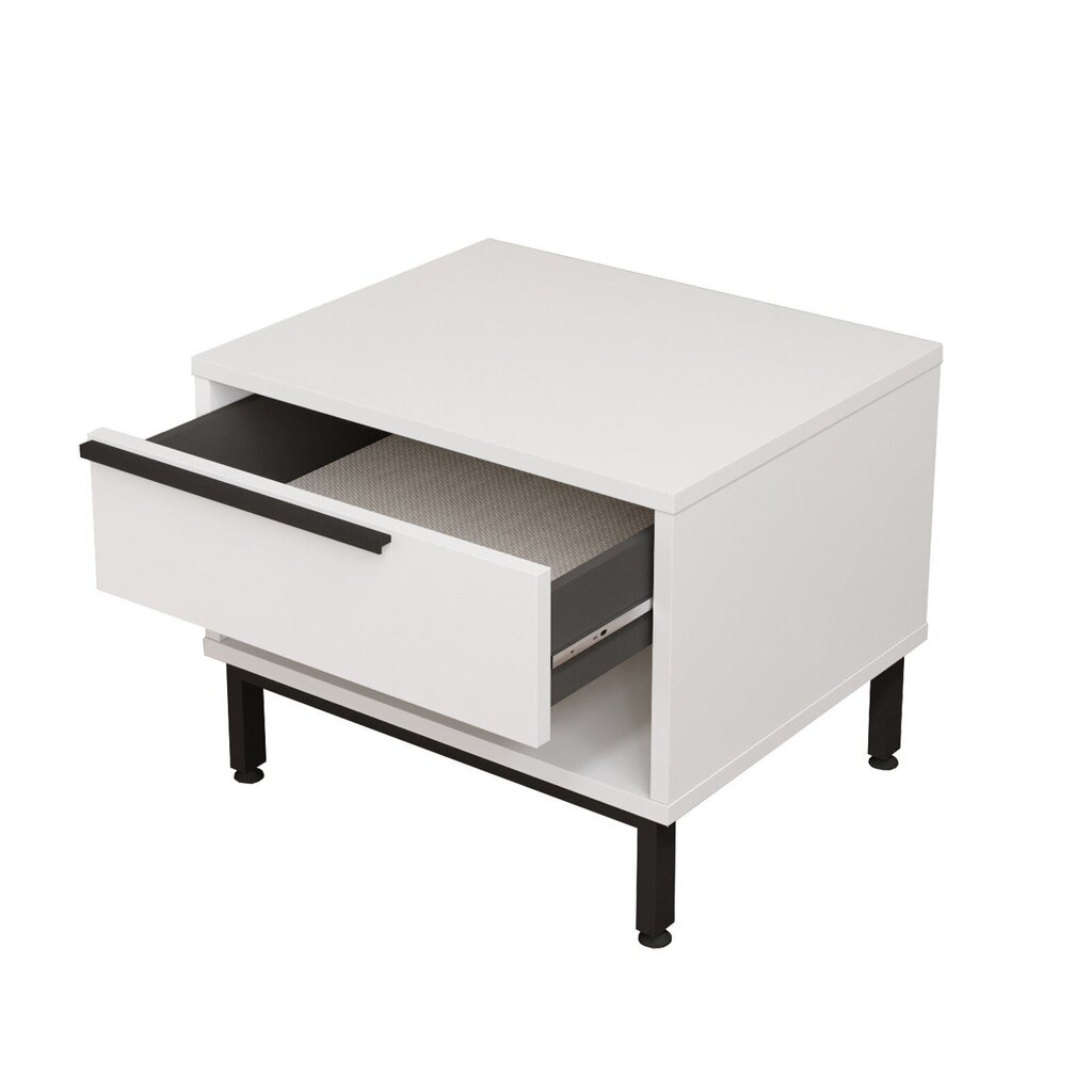 Naktinis staliukas Asir, 53,6x42,4x44,5 cm, baltas kaina ir informacija | Spintelės prie lovos | pigu.lt