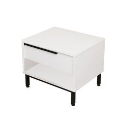 Naktinis staliukas Asir, 53,6x42,4x44,5 cm, baltas kaina ir informacija | Spintelės prie lovos | pigu.lt