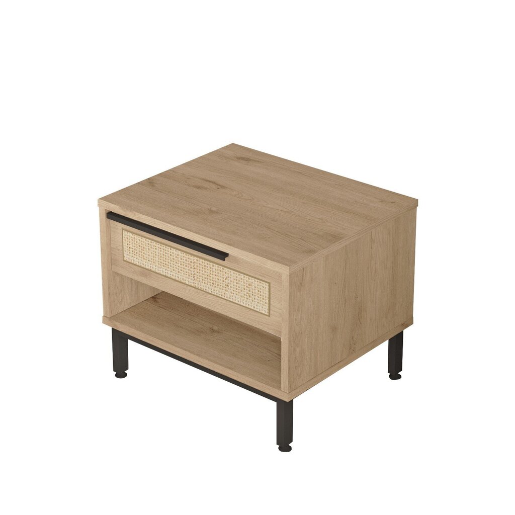 Naktinis staliukas Asir, 53,6x42,4x44,5 cm, smėlio spalvos kaina ir informacija | Spintelės prie lovos | pigu.lt
