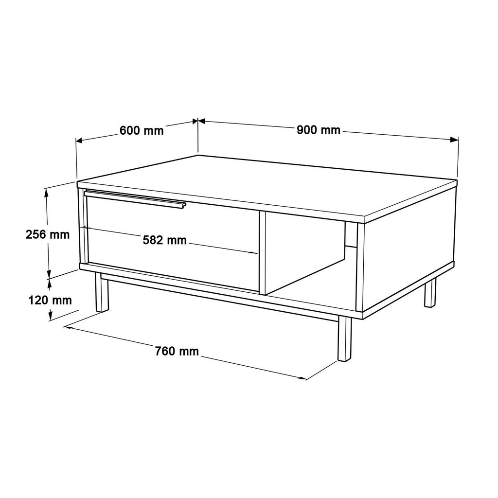 Kavos staliukas Asir, 90x37,6x60 cm, baltas цена и информация | Kavos staliukai | pigu.lt