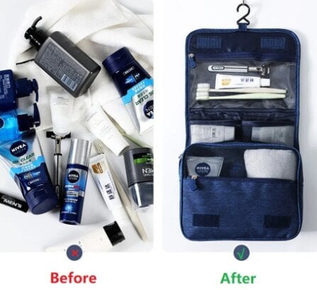 Pakabinama kosmetikos tvarkyklė, mėlyna kaina ir informacija | Lagaminai, kelioniniai krepšiai | pigu.lt