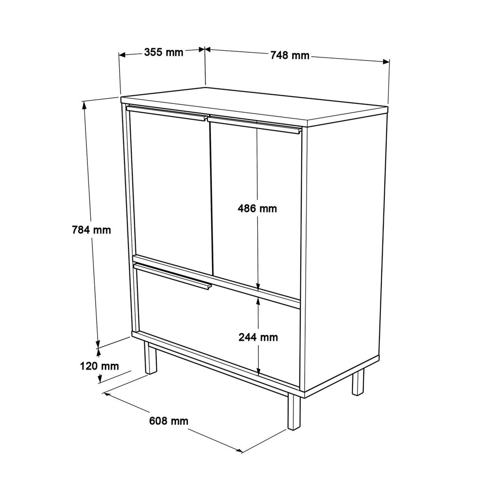 Virtuvės spintelė Asir, 74,8x90,4x35,5 cm, balta kaina ir informacija | Virtuvinės spintelės | pigu.lt