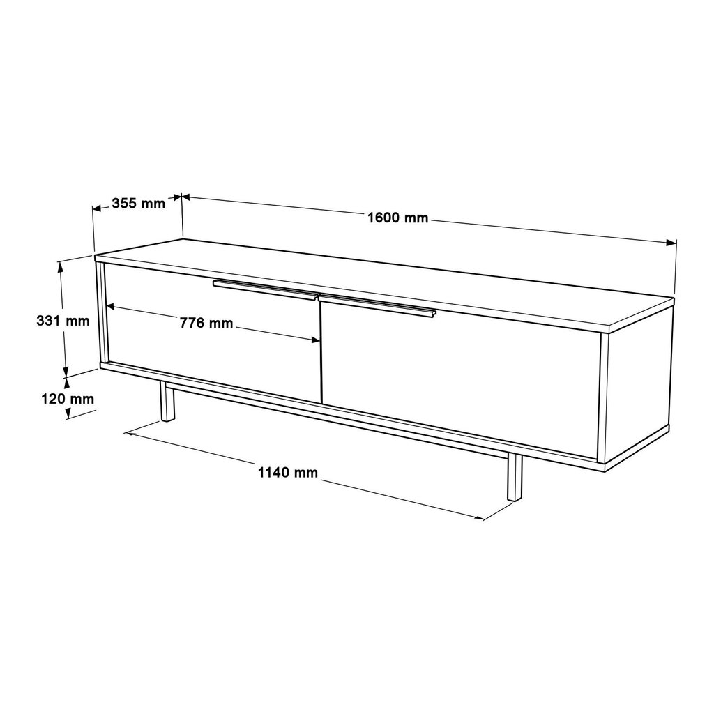 TV staliukas Asir, 160x45,1x35,5 cm, rudas цена и информация | TV staliukai | pigu.lt