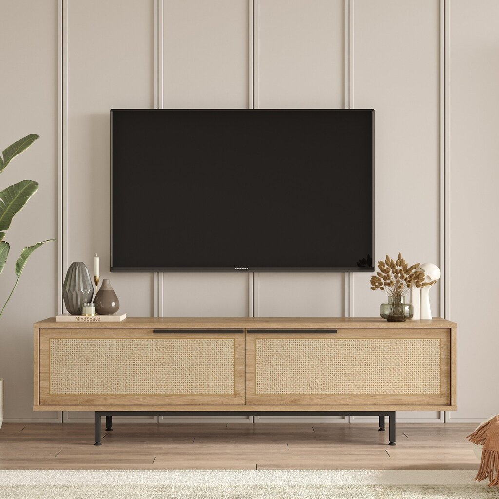TV staliukas Asir, 160x45,1x35,5 cm, rudas цена и информация | TV staliukai | pigu.lt