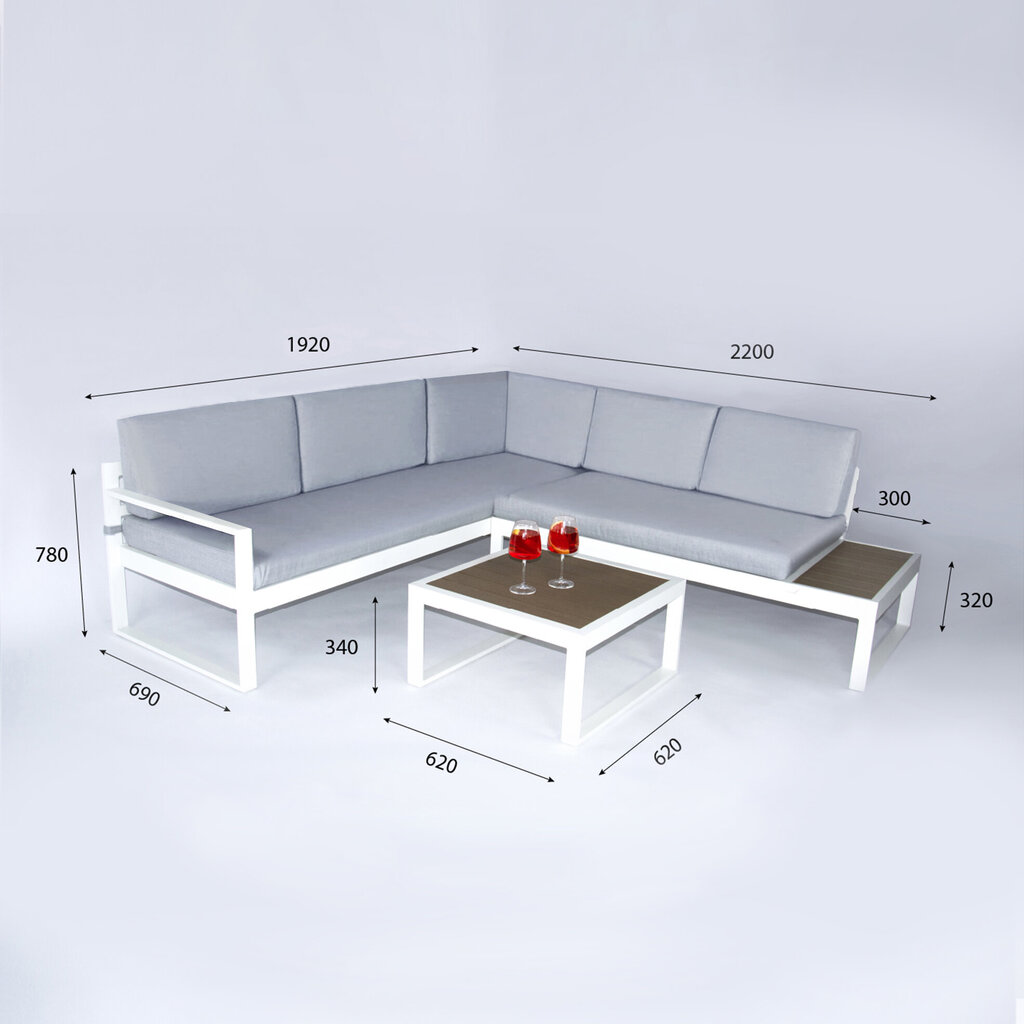 Lauko baldų komplektas Modern, baltas kaina ir informacija | Lauko baldų komplektai | pigu.lt
