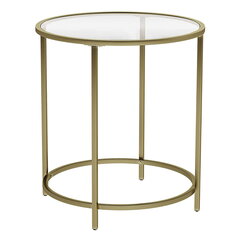Stiklinis staliukas su aukso rėmu kaina ir informacija | Kavos staliukai | pigu.lt
