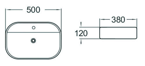 Keraminis stalviršio praustuvas Silla white 50x38x12 cm kaina ir informacija | Praustuvai | pigu.lt
