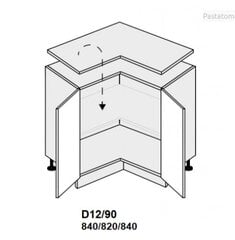 Pastatoma kampinė spintelė Carrini D12 90, balta kaina ir informacija | Virtuvinės spintelės | pigu.lt