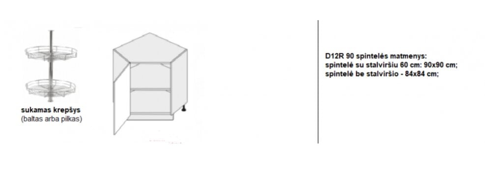 Pastatoma kampinė spintelė Carrini D12R 90, su lentyna, kairinė, balta цена и информация | Virtuvinės spintelės | pigu.lt
