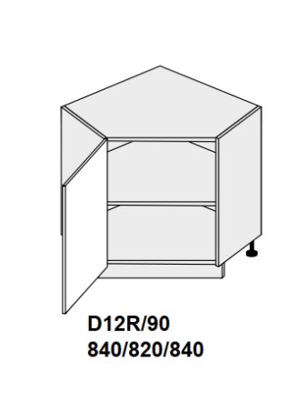 Pastatoma kampinė spintelė Carrini D12R 90, su lentyna, kairinė, balta цена и информация | Virtuvinės spintelės | pigu.lt