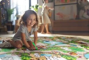 Valcuotas putplasčio dažymo kilimėlis vaikams Ricokids, 120 x 90 x 0,3 cm kaina ir informacija | Lavinamieji žaislai | pigu.lt