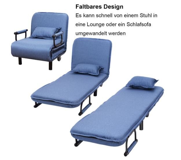 Sulankstoma sofa-lova 3 in 1 Costway, mėlyna kaina ir informacija | Sofos | pigu.lt