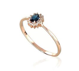 Auksinis žiedas su deimantais ir safyrais kaina ir informacija | Žiedai | pigu.lt