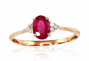 Auksinis žiedas su deimantu ir rubinu kaina ir informacija | Žiedai | pigu.lt