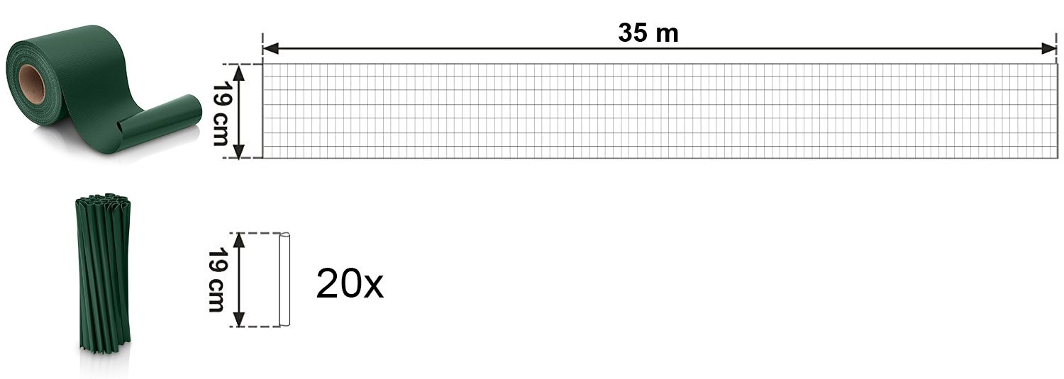 Tvoros juosta 19 cm x 35 m žalia danga kaina ir informacija | Tvoros ir jų priedai | pigu.lt