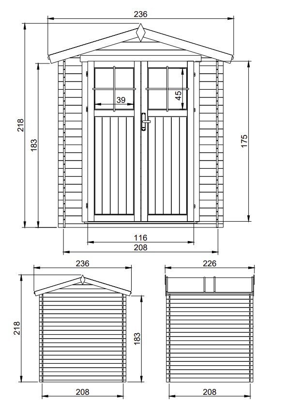 Medinė pastogė įrankiams su grindimis Timbela M369F+M369G, 4.33m2 kaina ir informacija | Sodo nameliai, malkinės, pastogės | pigu.lt