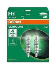 Automobilinės lemputės Osram Ultra Life H1, 2 vnt. kaina ir informacija | Automobilių lemputės | pigu.lt