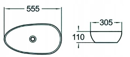 Keraminis stalviršio praustuvas Silla white 55,5x30,5x11 cm kaina ir informacija | Praustuvai | pigu.lt