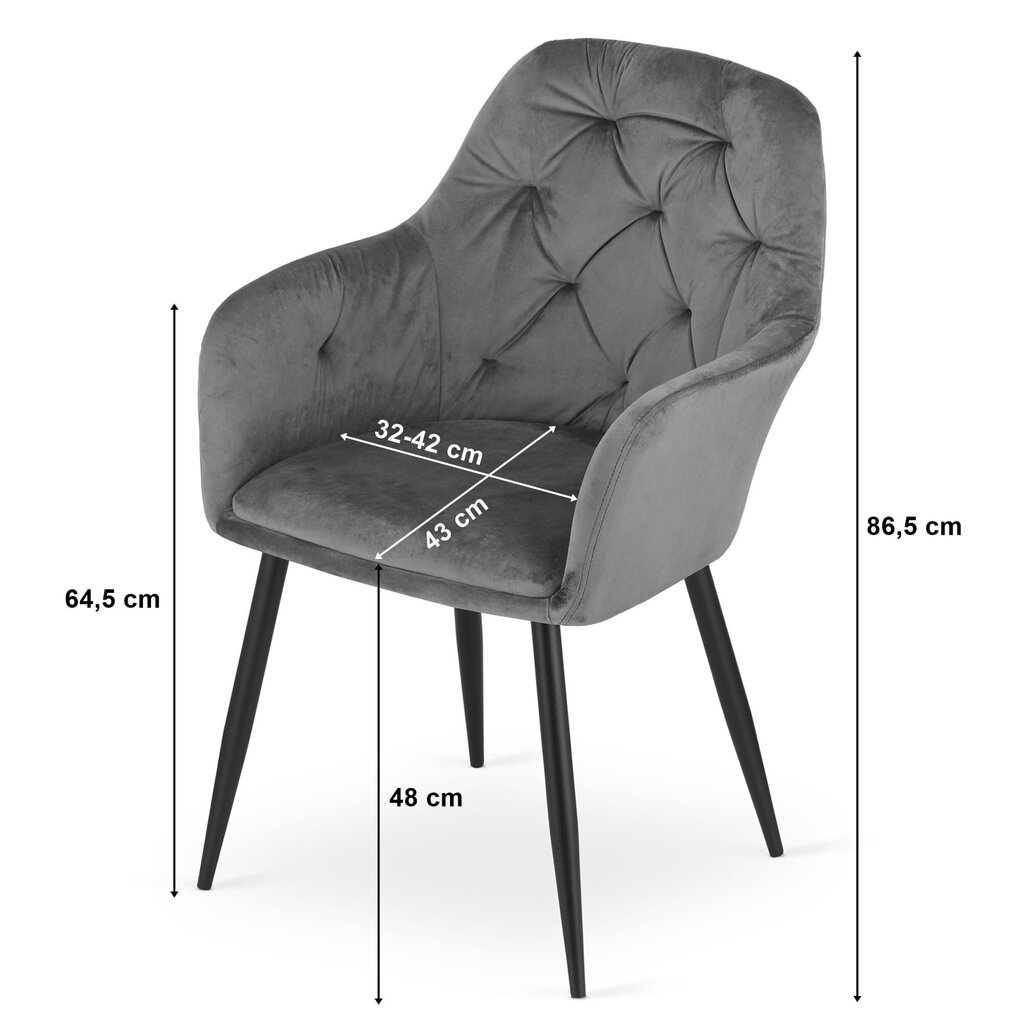 Kėdė, 86x56x56 cm, juoda, 2 vnt. kaina ir informacija | Virtuvės ir valgomojo kėdės | pigu.lt