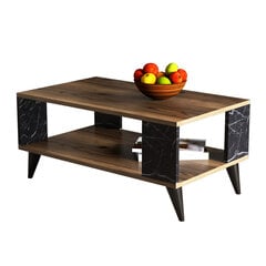 Kavos staliukas Asir, 90x54x41,6 cm, rudas/juodas kaina ir informacija | Kavos staliukai | pigu.lt