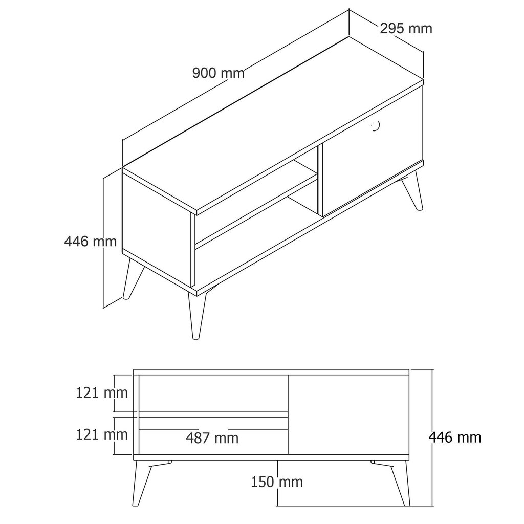 TV staliukas Asir, 90x44,6x29,5 cm, baltas цена и информация | TV staliukai | pigu.lt